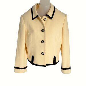 Albert Nipon women's Waist Length Two Tone Wool Nylon Career Blazer Size 10